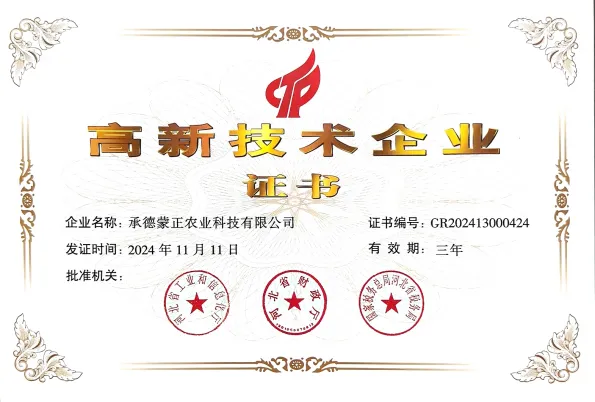 高新技术企业证书